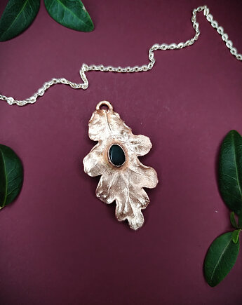 Liść Dębu z Agatem Mszystym- siła i harmonia, Cuprum Pracownia Miedzi