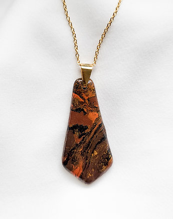 Naszyjnik brązowy sztuczny kamień złocony, Variegata Design