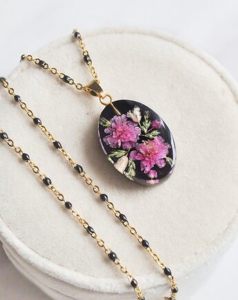 Naszyjnik z żywicy z kwiatami gipsówki, Colie