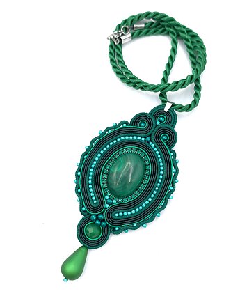 Wisiorek sutasz zielony z malachitem leśny Lumeria naszyjnik romantyczny, Katrina Rossa