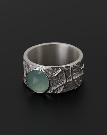 Srebrny pierścionek z agatem aqua, LE JEWELRY