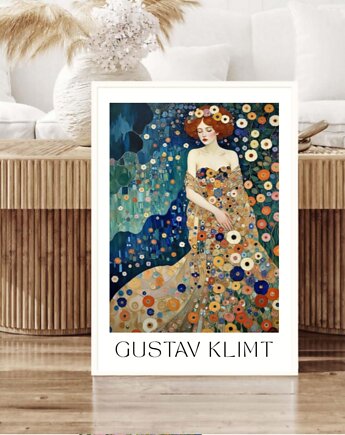 PLAKAT Gustav Klimt, łąka obraz kobieta kwiaty, black dot studio