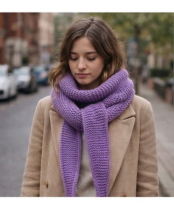 Duży ręcznie robiony ciepły szalik komin otulacz Sophie z wełną merino, splotomaniaa