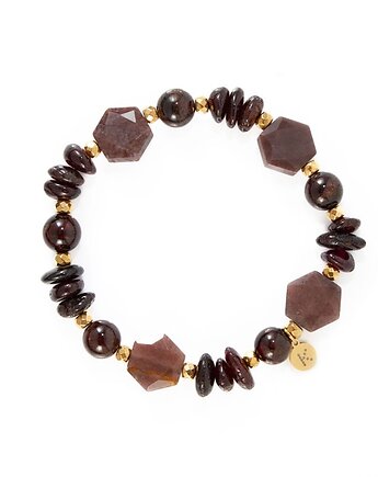 Bransoletka w bordowo brązowej tonacji II - Wersja Pozłacana, Kulka Bransoletki