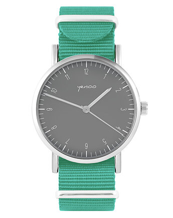 Zegarek -  Simple szary  - turkusowy, nylonowy, yenoo