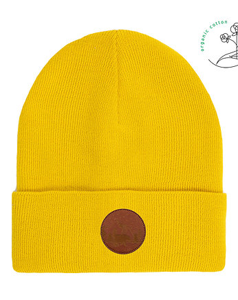 Czapka beanie z bawełny organicznej żółta, KABAK