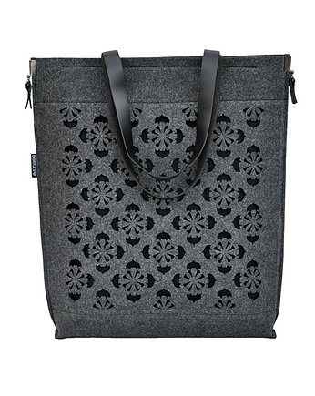 Classic Bag mod.6 - grafitowa z czarnym ażurem, Beltrani