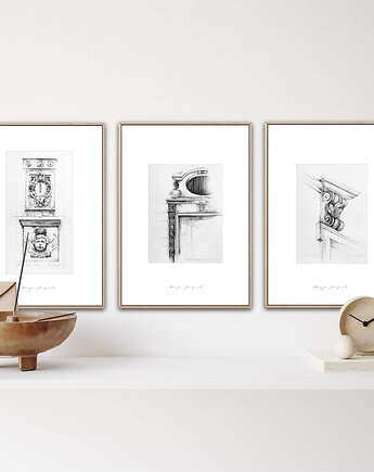 Detale architektoniczne - Komplet 3 reprodukcji, Margo Hupert