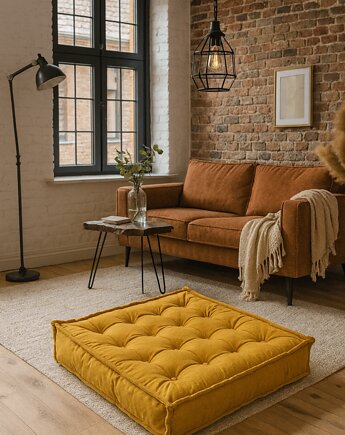 Materac francuski Siedzisko futon Poducha Pikowana kolor Musztarda, nisza