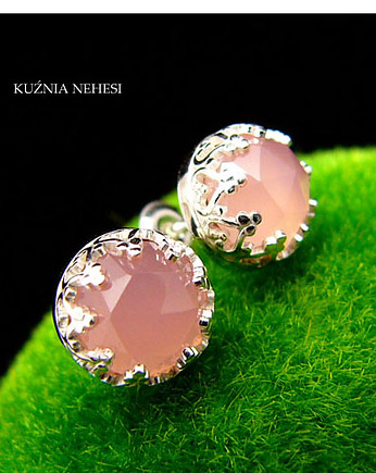 Kolczyki Lea - Rose - Chalcedon Srebro Sztyfty, Kuźnia Nehesi