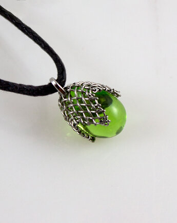 Zielona kropla w siateczce - wisior XS, Caltha