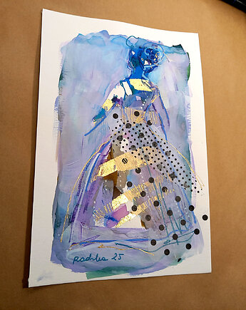 Kumoszka 19 - akwarela 16x24 cm unikat, Katarzyna Radzka