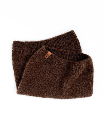 Elegancki brązowy szalik typu komin z wełny alpaki czekoladowa mokka, Holy Alpaca Knit
