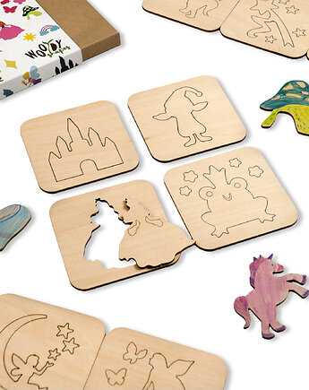 Szablony drewniane dla dzieci // Zestaw 20 szt. // WRÓŻKI I MAGIA, Szablony Nakleo