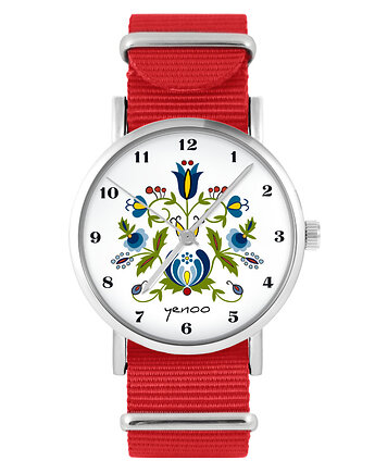 Zegarek - Kaszubski - czerwony, nylonowy, yenoo