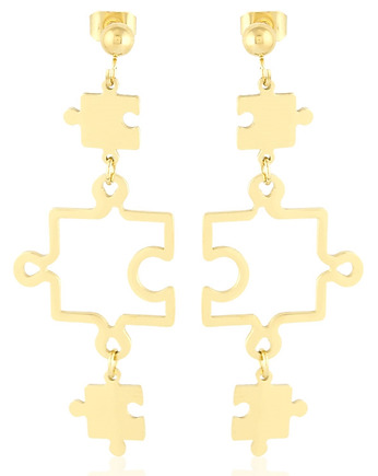 Kolczyki złote puzzle wiszące, ZAMIŁOWANIA - Oryginalny prezent