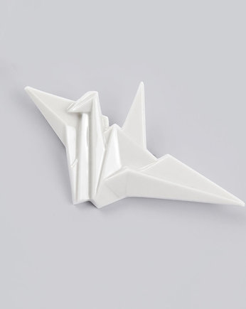 Broszka Porcelanowa Origami Żuraw Biała, StehlikDesign
