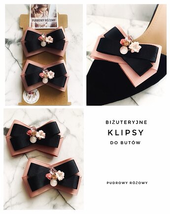 Biżuteryjne  Klipsy do butów NEW, Pudrowy Różowy