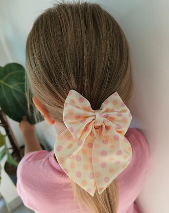Gumka jedwabna z kokardą MINI scrunchie pastel dots, Capillum