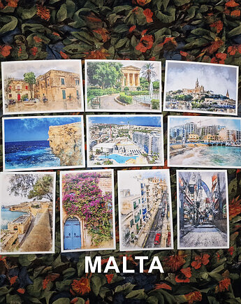 Malta w akwareli - zestaw 10 grafik 15x23 cm zestaw 2, JBJart Justyna Jaszke
