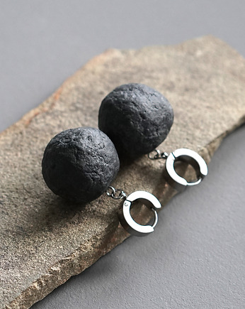 Wiszące kolczyki kuleczki z masy papierowej, STUDIO blureco