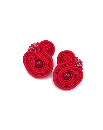 Kolczyki sutasz czerwone sztyfty Largo z perłą Preciosa małe lekkie, Katrina Rossa