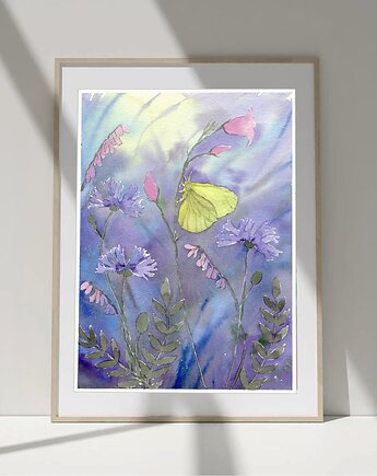 Oryginalna akwarela.  Motyl cytrynek A4, Malgorzata Domanska