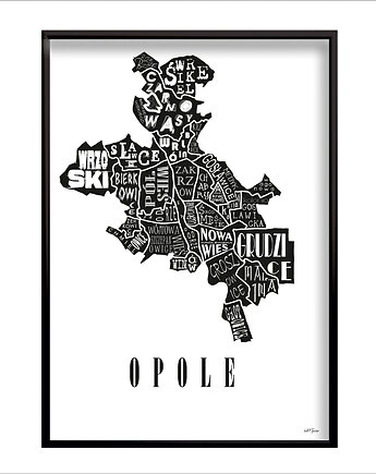 Mapa - OPOLE plakat czarno biały, Be ART