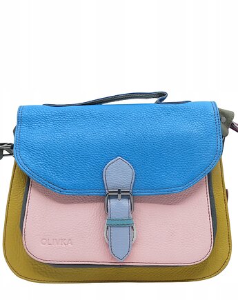 Torebka do ręki na ramię skórzana damska oryginalna kolorowa OLIVKA, Olivka Warsaw