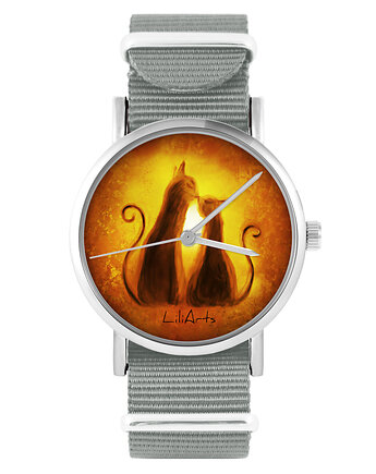 Zegarek - Kotki - szary, nylonowy, yenoo