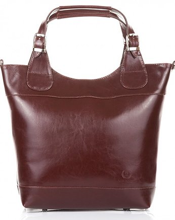 DUŻE SKÓRZANE TOREBKI DAMSKIE PAOLO PERUZZI SHOPPER BAG Z-996-PP-BR, Paolo Peruzzi