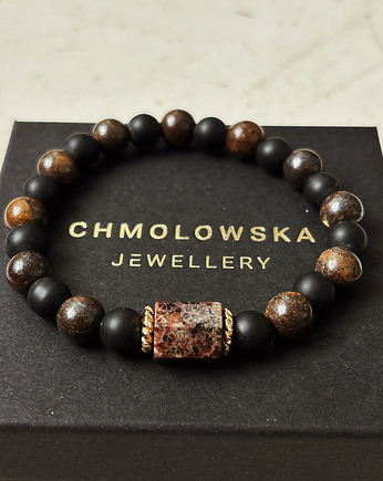 Bransoletka męska Bronzyt i Agat Unikat, Chmolowska Jewellery
