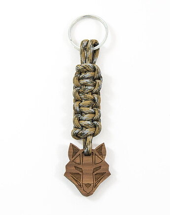 Brelok do kluczy drewniany WILK paracord 2, Szwendam sie