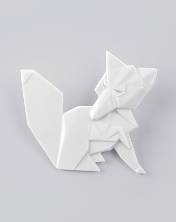 Broszka Porcelanowa Origami Lis Biała, StehlikDesign