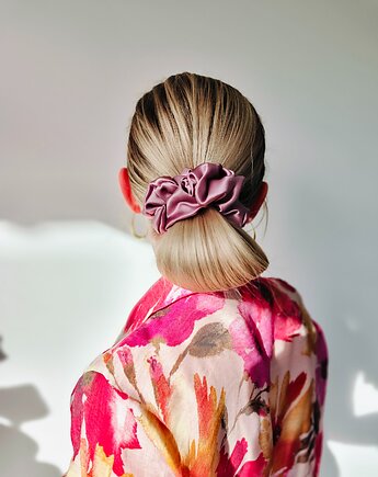 Gumka jedwabna, scrunchie, frotka dusty rose MAXI, Capillum