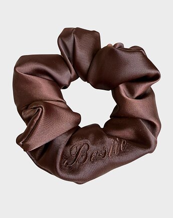 Satynowa gumka do włosów scrunchie z haftem "Bestie", Boski Bajzel