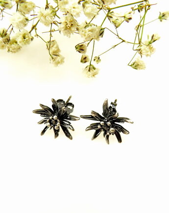 Szarotka mała szara - kolczyki srebrne, VENUS GALERIA