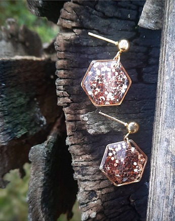 Kolczyki wiszące, heksagon, Figa handmade accessories