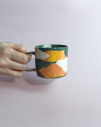 Kubek nerikomi zielono-pomarańczowy, mezkla studio