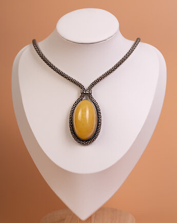 Naszyjnik srebrny z naturalnym miodowym bursztynem bałtyckim, Andorii by Baco
