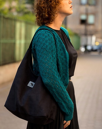 Torba HOBO z nubuku tapicerskiego w kolorze czarnym, Karolina Audycka
