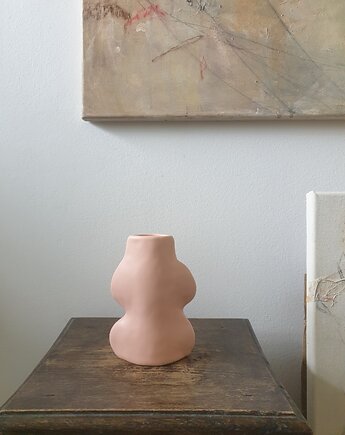 Wazon  rzeźba Fluxo różowy mały  ceramika wys 14 cm, naniby
