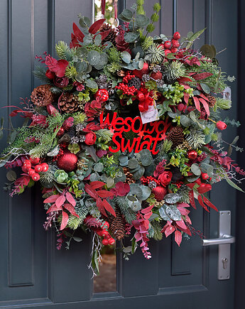 Duży wianek na drzwi "wesołych świąt", ci sza