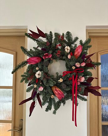 Duży wianek zimowo świąteczny suszki natural, Łąka