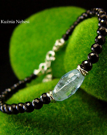 Bransoleta Amulet Aqua - Akwamaryn Spinel Srebro, Kuźnia Nehesi