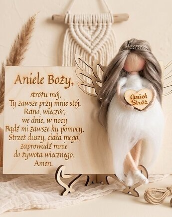 Anioł Stróż z modlitwą na drewnie , Aveloria