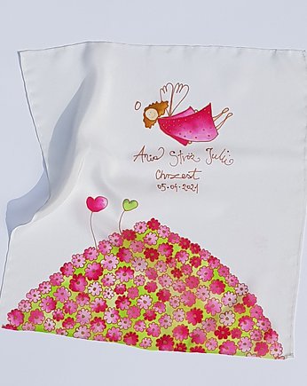 Szatka jedwabna do chrztu, jedwabie agaty