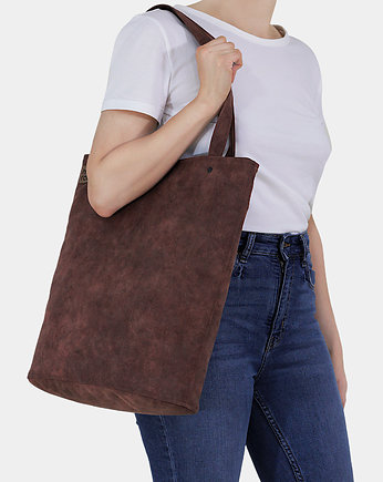 Shopper XL torba kasztanowa na zamek, hairoo