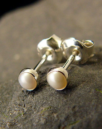 Kolczyki Drobinki - Perła Srebro 3mm, Kuźnia Nehesi