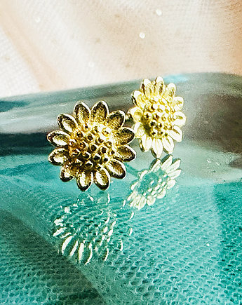 Kolczyki  słoneczniki , złote kwiatki, Anemon Atelier